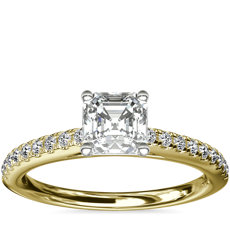 Bague de fiançailles Riviera cathédrale en diamants sertis pavé en or jaune 18 carats(1/4 carat, poids total)
